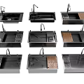 Various Styles of Modern Kitchen Sinks with Faucet Drainer and Cutting Board