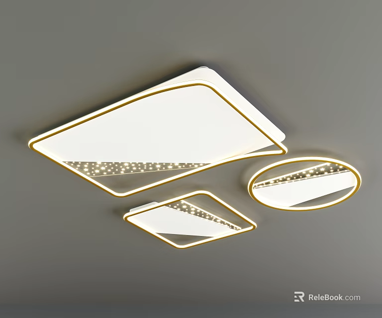Modern Ceiling Lights With Geometric Shapes And Golden Trim 3d model