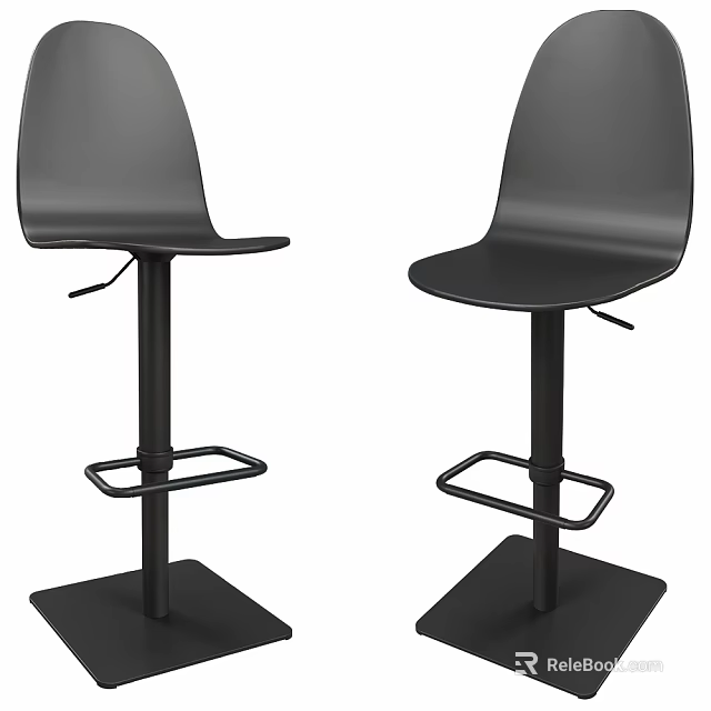 Modern Black Bar Stools With Sleek Metal Frame For Kitchen Counter Use 3d model 