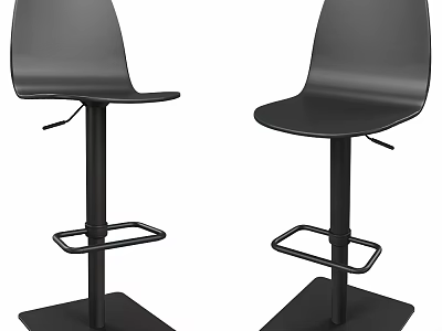 Modern Black Bar Stools With Sleek Metal Frame For Kitchen Counter Use 3d model