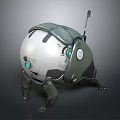 Robotic Mechanical Creature With Spherical Body Green Silver Shell And Legs 3d model