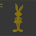 Blue Cartoon Rabbit Sculpture With Large Ears In Cheerful Standing Pose