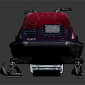 Snowy Winter Outdoor Landscape Featuring Red And Blue Snowmobile With Skis