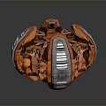 Orange Futuristic Mechanical Device With Complex Metallic Structure And Core Details