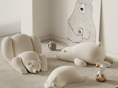 Modern Lazy Sofa Combination Polar Bear Sofa Cartoon Sofa Children's Sofa Leisure Sofa Single Person Sofa 3d model