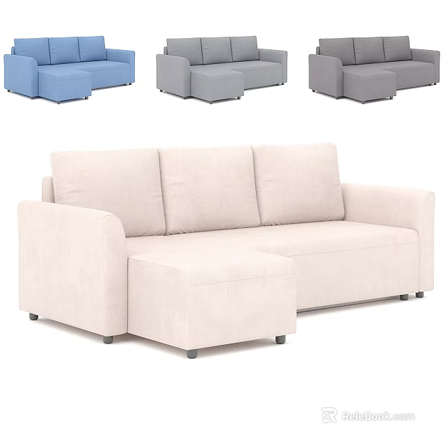 L Shaped Double Sofa In Multiple Colors For Living Room Decor 3d model