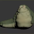 Fantasy Creature Character With Light Green Skin Bulging Belly Red Eyes And Tail Like Appendage