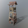 Wooden Tower With Multi Level Structure And Ladder Access Rustic Design Features 3d model