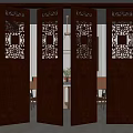 Traditional Wooden Folding Doors with Intricate Carved Designs for Home Interior Decor