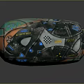 Vintage Colorful Cosmic Spacecraft With Control Panel Glowing Lights And Textured Surface 3d model