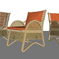 Stylish Leisure Chairs With Orange Cushions And Golden Metal Frames Design
