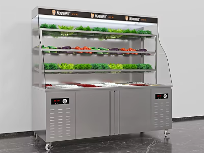 Commercial Stainless Steel Refrigerator Freezer With Glass Door And Multi Layer Shelves 3d model