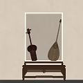 Traditional Musical Instrument Ornament Set With Lighted Frame On Wooden Stand