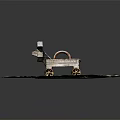 Wooden Dog Shaped Toy Cart With Wheels On Green Grass Field