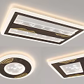 Modern Square And Round Ceiling Lights With Mountain Bamboo Patterns Illuminated 3d model