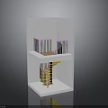 Architectural Model of Two Story Building with Spiral Staircase and Balcony Railings