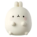 Cute White Rabbit Plush Doll With Round Body Pink Cheeks And Small Eyes