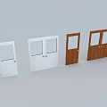 White And Brown Security Doors With Glass Panel Double And Single Designs 3d model