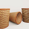 Woven Storage Baskets in Brown and Beige Various Sizes Standing and Tilted for Home Organization