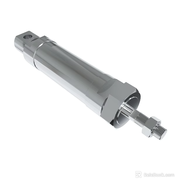 Precision Stainless Steel Pneumatic Cylinder With Threaded Rod For Industrial Use 3d model 