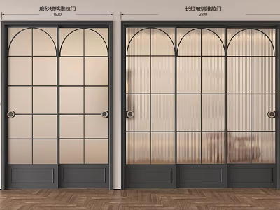 Modern Glass Sliding Doors with New Type and Ribbed Glass Design for Interior Spaces 3d model