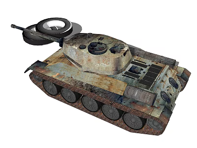 Vintage Rusted Military Tank Featuring Turret Cannon Tracks And Weathered Surface 3d model