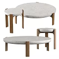 Modern Round Coffee Table With Terrazzo Surface And Wooden Legs Design