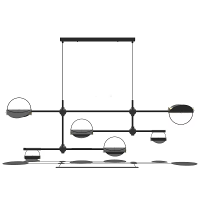 Modern Chandelier Design With Multiple Spherical Shades And Black Metal Frame For Contemporary Spaces 3d model