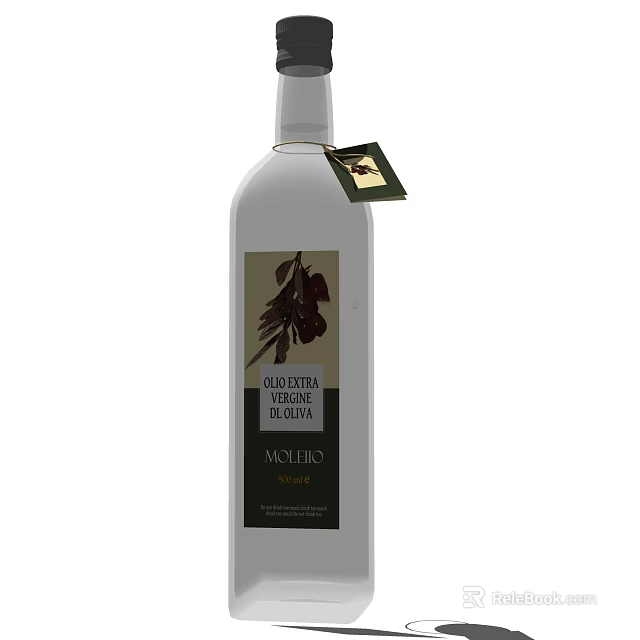 White Vallarta Selecta Extra Virgin Olive Oil Bottle with Olive Design Label 3d model 