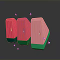 Colorful Watermelon Shaped Decorative Pieces With Pink Red Green Hues And Star Accents