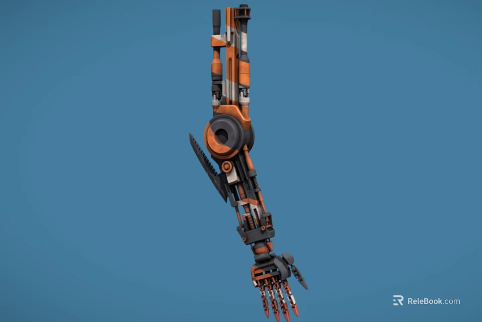 Electric Toy Mechanical Arm Robot with Orange Black Detailed Design for Kids 3d model 