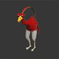 Red Flamingo Sculpture With Shiny Transparent Legs And Yellow Beak