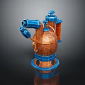 Vintage Industrial Style Furniture With Copper And Blue Mechanical Pipes Decorative Base