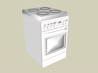 White Kitchen Stove With Four Burners And Oven As Essential Appliance 3d model