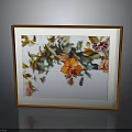 Decorative Wooden Picture Frame With Colorful Floral Artwork For Home Decoration