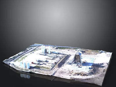 Industrial Factory Site Layout With Buildings Storage Tanks Pipes And Roadways 3d model