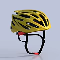 Yellow Bicycle Helmet With Aerodynamic Design Ventilation Holes And Adjustable Black Strap