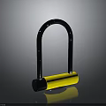 Durable Black And Yellow U Shaped Lock Hardware Tool For Bicycle Gate Security 3d model