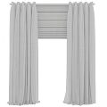 Modern Beige Curtain Interior Design With Roller Blind And Side Panels 3d model