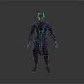 Advanced Humanoid Character Design Of Alien Creature With Blue Armored Suit And Glowing Elements