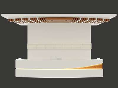 Modern Reception Desk Design With White Countertop Wooden Accents And LED Lighting 3d model