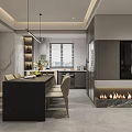Elegant Modern Living Dining Room With Beige Sofa Coffee Table And Floor To Ceiling Windows