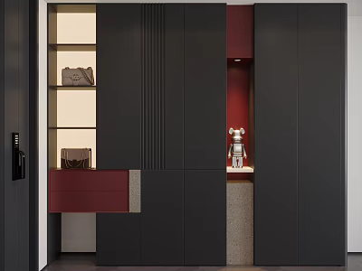 Modern Luxury Style Entrance Shoe Cabinet With Open Display Areas And Sufficient Storage Space 3d model