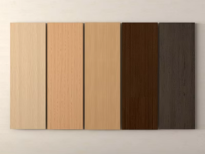 Wooden Wall Panels Collection Showcasing Various Wood Tones from Light to Dark 3d model