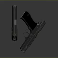 Black Modern Pistol With Metal Components And Plastic Grip Displayed On Dark Background