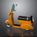 Stylish Orange Cartoon Scooter Design With Windshield Black Seat And Wheels