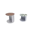 Modern Round Marble Top Coffee Table With Grey Solid Base And Practical Open Storage Shelf