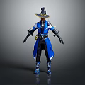 Wizard Character In Blue Robe With Pointed Hat And Owl Companion Holding Magic Staff