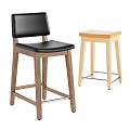 Bar Chair Bar Stool Combination Simple Fashion Elegant Solid Wood Leather 3d model