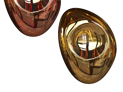 Shiny Metallic Oval Shaped Wall Lamps With Reflective Surface For Modern Decor 3d model